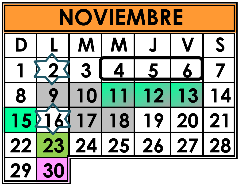 Actividades Académicas en Bachillerato Cuatrimestral del mes Noviembre 2026